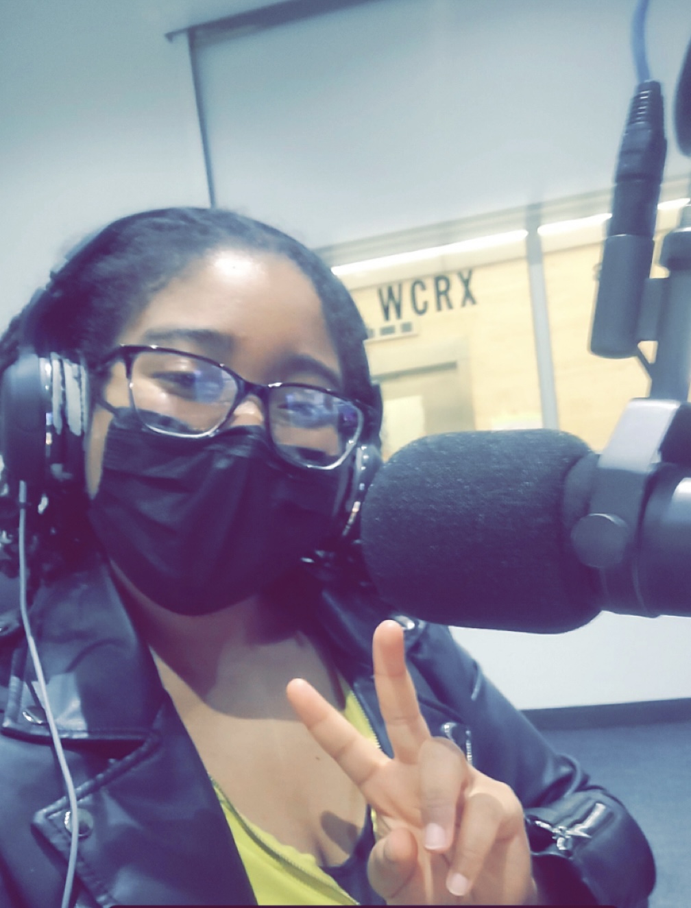 LaCole Purley in radio studio at WCRX 88.1FM